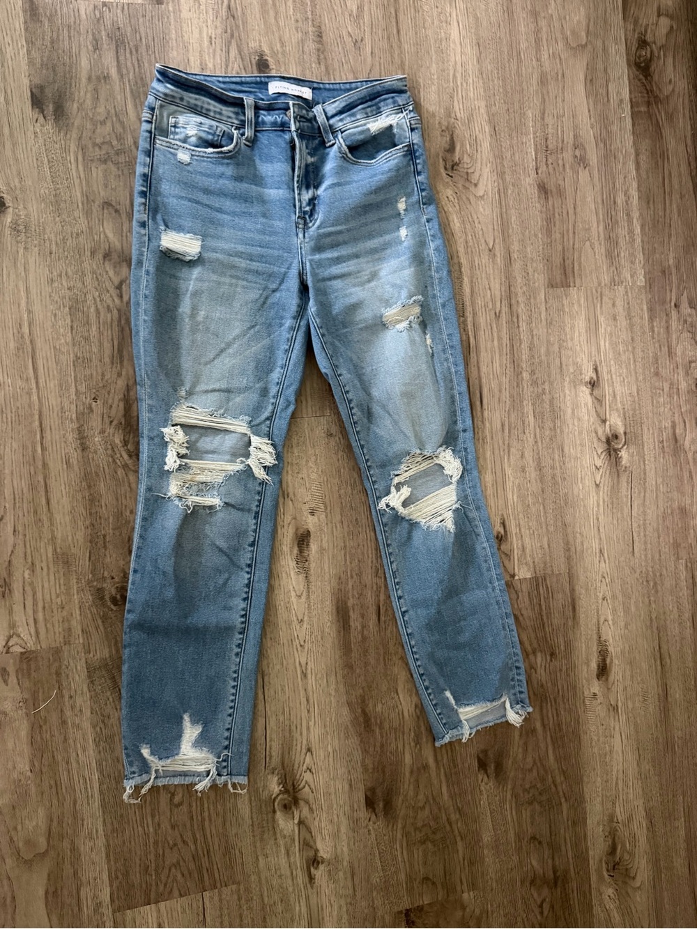 Flying Monkey Light Blue Distressed Ankle Jeans